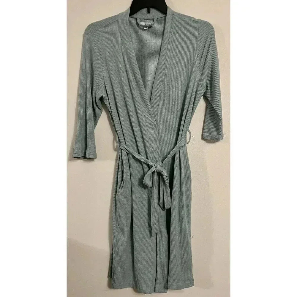 Sonoma Intimates Goods for Life Aqua 3/4 Sleeved Women’s Bathrobe Size M